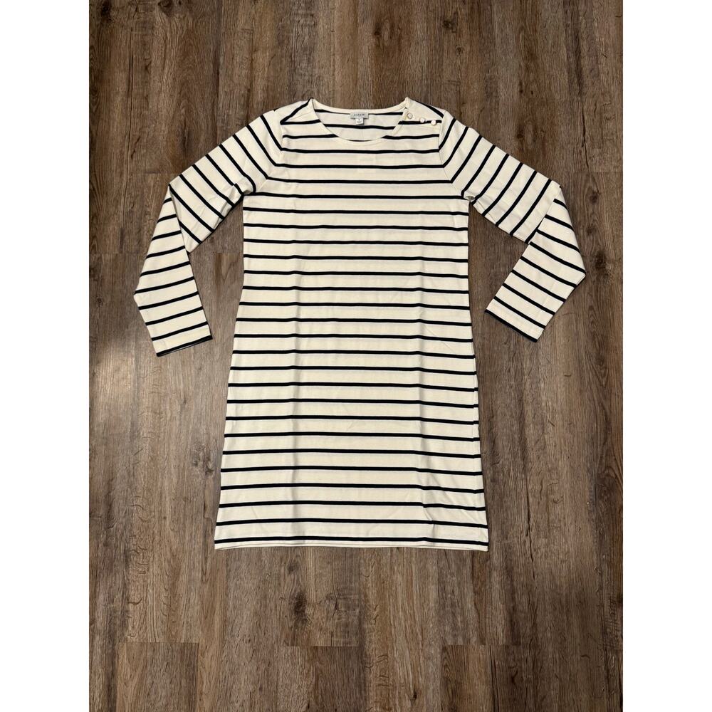 J. Crew Women’s Cream Black Striped Long Sleeve Dress Size Small